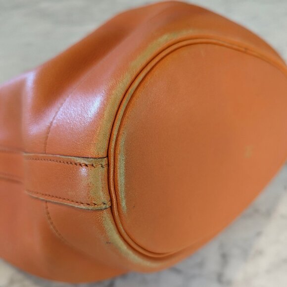 HERMES Vintage Market GM Shoulder Bag Orange Gulliver Leather Circle M 1983 RARE - Picture 10 of 16